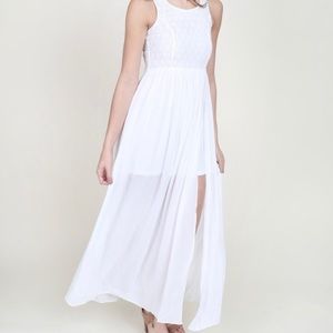 Altar’d State white maxi dress with slit